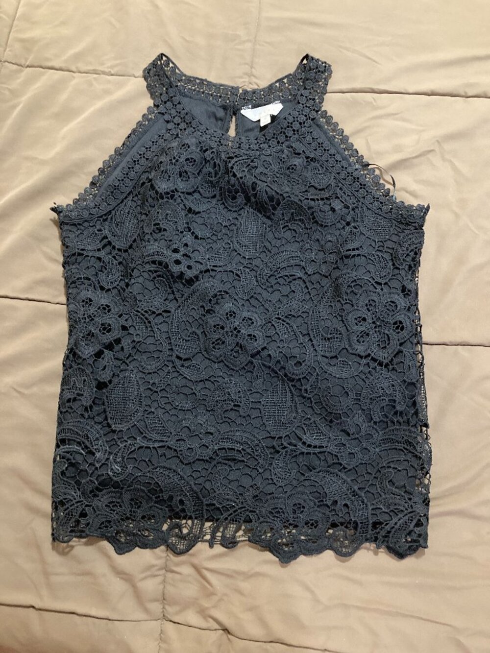 Women Adiva Black Lace Tank Top Size Medium